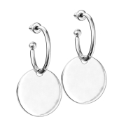 Stud earrings silver pendant round plate