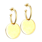 Gold-plated ear stud pendant round plate