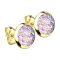 Gold-plated stud earrings with multicolor druse stone