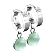 Folding earring silver pendant jade stone