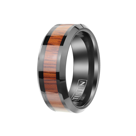 Ring black with wooden strip