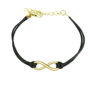 Bracelet en cuir synthétique noir Infini
