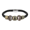 Bracciale in pelle nera con perline tribali
