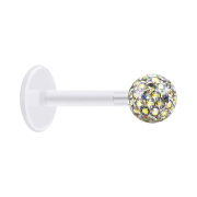 Micro labret transparent with crystal ball multicolor and...