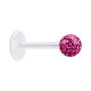 Micro Labret transparent avec boule de cristal rose et...
