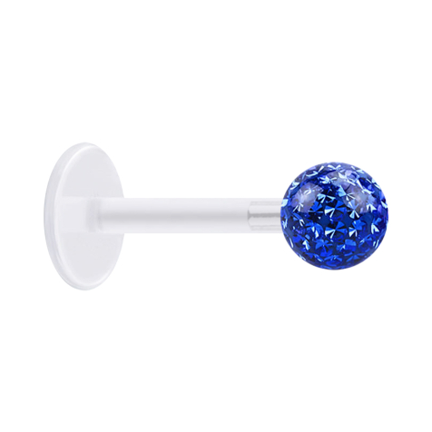 Micro labret trasparente con sfera di cristallo blu scuro e strato protettivo epossidico