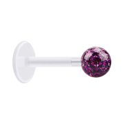 Micro labret transparent with crystal ball violet and...