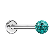 Micro labret silver with crystal ball turquoise and epoxy...