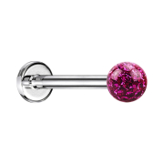 Micro labret silver with crystal ball fuchsia and epoxy...