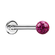 Micro Labret argenté avec boule de cristal fuchsia...