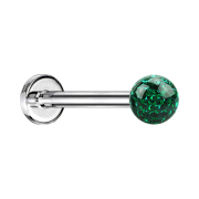 Micro labret argento con sfera di cristallo verde e...
