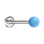 Micro labret argento con sfera opalina azzurra