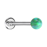Micro labret silver with ball opal green