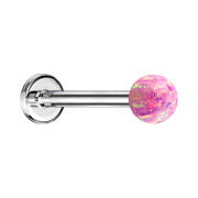 Micro labret argento con sfera opalina rosa
