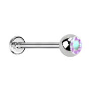 Micro labret silver with ball and crystal multicolor
