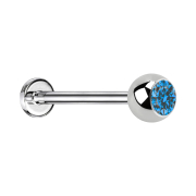 Micro labret silver with ball and crystal light blue