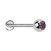 Micro Labret argenté avec boule et cristal violet...