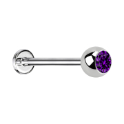 Micro labret silver with ball and violet crystal