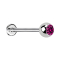 Micro Labret argenté avec boule et cristal fuchsia