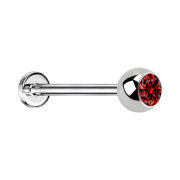 Micro labret silver with ball and crystal red