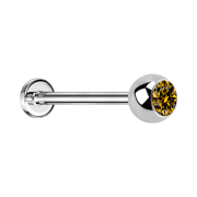 Micro labret silver with ball and crystal topaz
