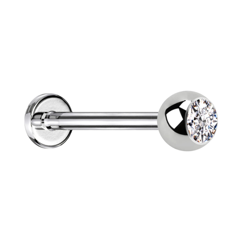 Micro labret silver with ball and crystal silver