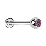 Micro labret silver with ball and crystal pink