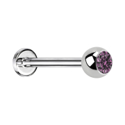 Micro Labret argenté avec boule et cristal violet...