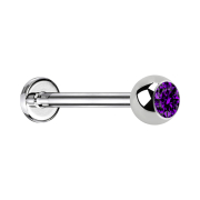 Micro Labret argenté avec boule et cristal violet