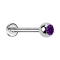 Micro Labret argenté avec boule et cristal violet
