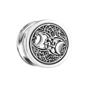 Flesh Tunnel silber Mond und Stern