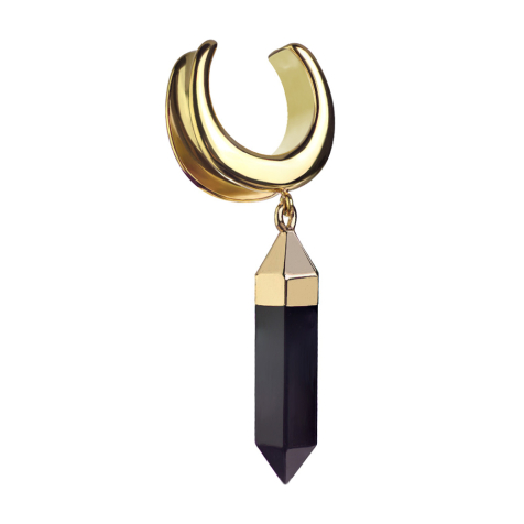 Gold-plated saddle with black onyx stone pendant