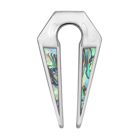 Poids doreille trou de serrure argenté deux pointes avec ormeau