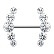 Barbell silver curved with five silver crystals
