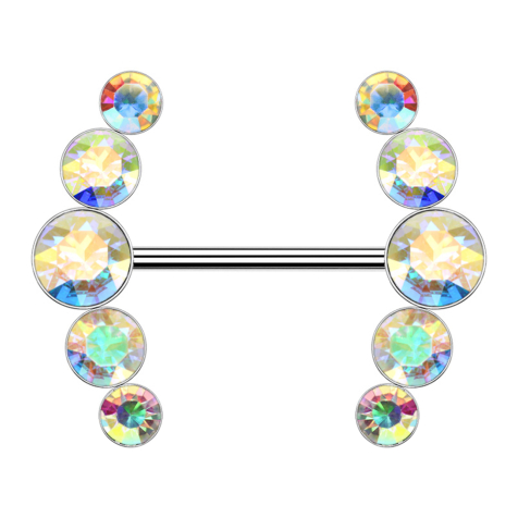 Barbell dargento curvo con cinque cristalli multicolori