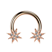 Micro Circular Barbell rose gold with star