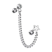 Micro barbell silver with pendant chain and star
