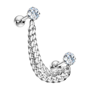 Micro Barbell argent avec cristal et chaîne pendentif