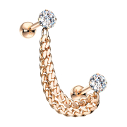 Micro barbell rose gold with crystal and pendant chain