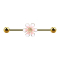 Barbell 14k gold-plated two-tone flower pink