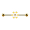 Barbell 14k gold-plated two-tone flower yellow