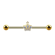 Barbell 14k gold-plated with crown
