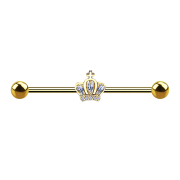 Barbell plaqué or 14k avec couronne