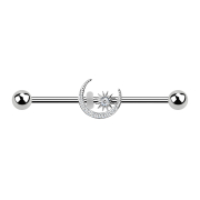 Barbell silver with moon and star
