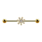 Barbell 14k gold-plated with flower and crystals