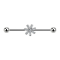Barbell silver with flower and crystals