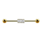Barbell 14k gold-plated with four square crystals