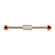 Barbell rose gold with four square crystals