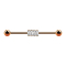 Barbell rose gold with four square crystals