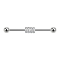 Barbell silver with four square crystals
